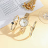 Ladies Titanium Steel And Alloy Quartz Watch Bracelet Set Fashionable Round Dial With Stainless Steel Strap And Buckle