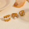 Ladies Titanium Steel And Stainless Steel Ball Ring Set With Imitation Pearls And Diamonds In Geometric Style