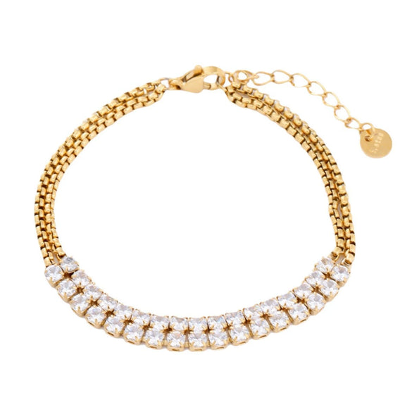 Ladies Titanium Steel And Stainless Steel Bracelet Plated 18K Gold Inlaid Zircon Geometric Fashion Jewelry