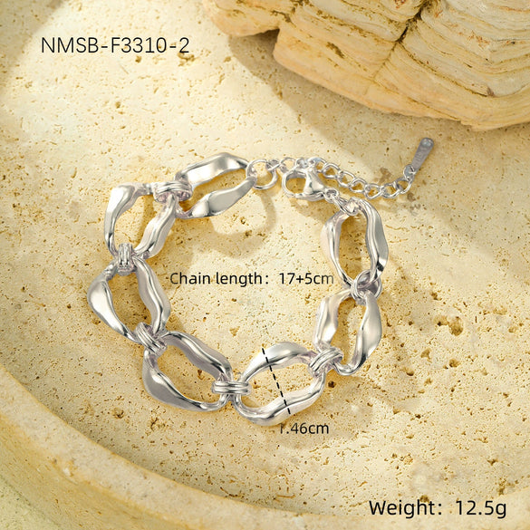 Ladies Titanium Steel And Stainless Steel Bracelet Plated 18K Gold Inlaid Zircon Geometric Fashion Jewelry