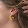 Ladies Titanium Steel And Stainless Steel Exaggerated Niche Geometric Ushape And Drop Shape Threaded Earrings With Electroplating