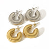 Ladies Titanium Steel And Stainless Steel Exaggerated Niche Geometric Ushape And Drop Shape Threaded Earrings With Electroplating