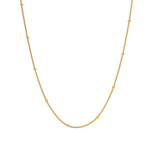 Ladies Titanium Steel And Stainless Steel Geometric Round Bead Snake Chain Necklace With Electroplating Jewelry