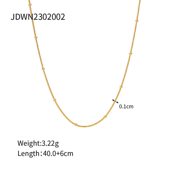 Ladies Titanium Steel And Stainless Steel Geometric Round Bead Snake Chain Necklace With Electroplating Jewelry