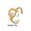 Ladies Titanium Steel And Stainless Steel Irregular Geometric Ring With 18K Gold Plated Electroplating Style