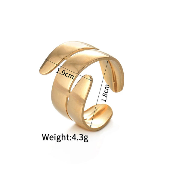 Ladies Titanium Steel And Stainless Steel Irregular Geometric Ring With 18K Gold Plated Electroplating Style