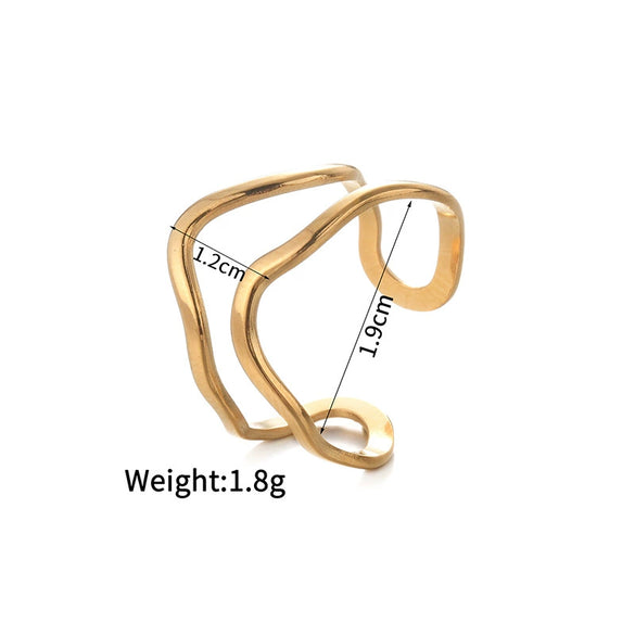 Ladies Titanium Steel And Stainless Steel Irregular Geometric Ring With 18K Gold Plated Electroplating Style
