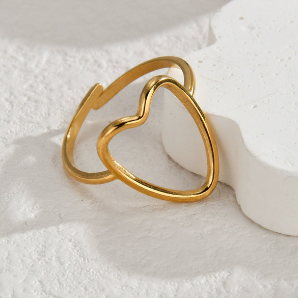 Ladies Titanium Steel And Stainless Steel Irregular Geometric Ring With 18K Gold Plated Electroplating Style