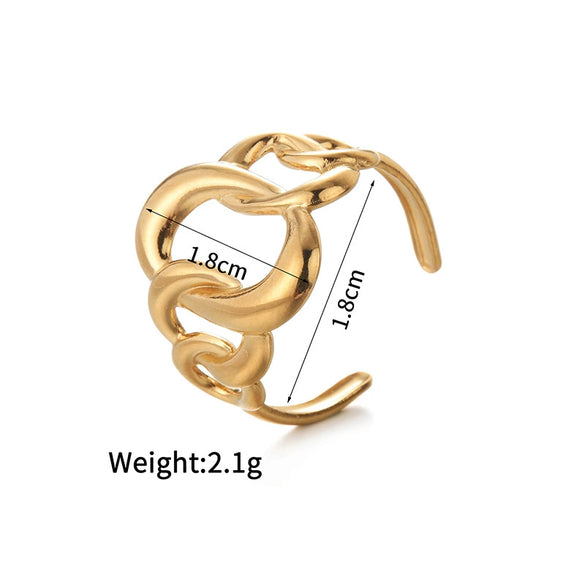 Ladies Titanium Steel And Stainless Steel Irregular Geometric Ring With 18K Gold Plated Electroplating Style