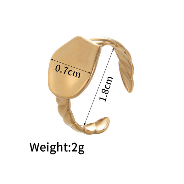 Ladies Titanium Steel And Stainless Steel Irregular Geometric Ring With 18K Gold Plated Electroplating Style