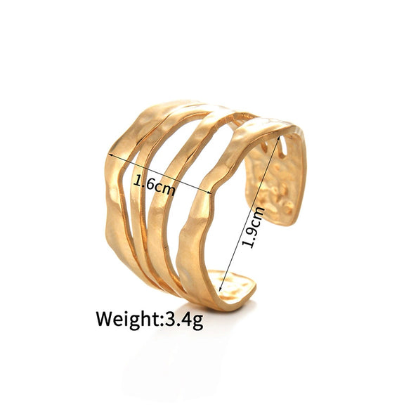 Ladies Titanium Steel And Stainless Steel Irregular Geometric Ring With 18K Gold Plated Electroplating Style