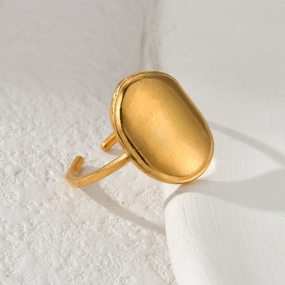 Ladies Titanium Steel And Stainless Steel Irregular Geometric Ring With 18K Gold Plated Electroplating Style
