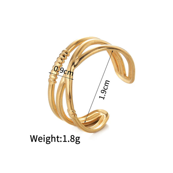Ladies Titanium Steel And Stainless Steel Irregular Geometric Ring With 18K Gold Plated Electroplating Style