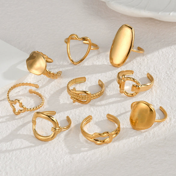 Ladies Titanium Steel And Stainless Steel Irregular Geometric Ring With 18K Gold Plated Electroplating Style