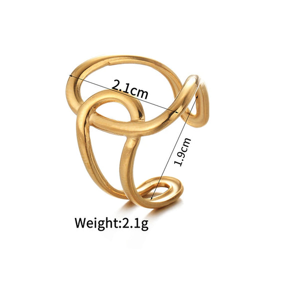 Ladies Titanium Steel And Stainless Steel Irregular Geometric Ring With 18K Gold Plated Electroplating Style