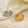 Ladies Titanium Steel And Stainless Steel Ring Geometric Tapping Pattern 18K Gold Plated