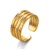 Ladies Titanium Steel And Stainless Steel Ring Geometric Tapping Pattern 18K Gold Plated