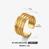 Ladies Titanium Steel And Stainless Steel Ring Geometric Tapping Pattern 18K Gold Plated
