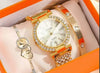 Ladies Titanium Steel And Stainless Steel Round Dial Quartz Watch Bracelet Set Fashion Casual Style