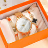 Ladies Titanium Steel And Stainless Steel Round Dial Quartz Watch Bracelet Set Fashion Casual Style