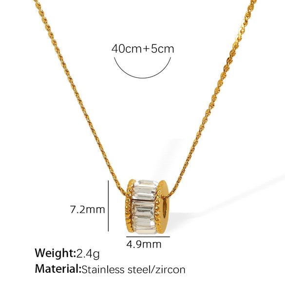 Ladies 316L Stainless Steel Clavicle Chain Jewelry With Microinlaid Full Diamond Small Waist Pendant And Geometric Style Electroplated