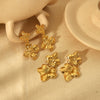Ladies Titanium Steel Electroplated Flower Leaves Earrings