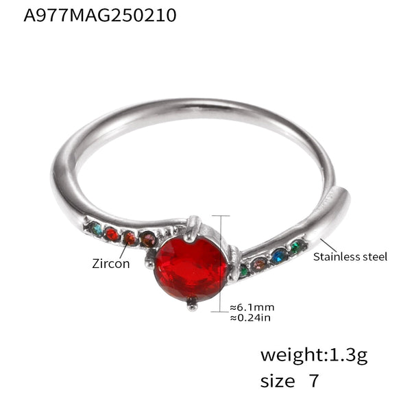 Ladies 316L Stainless Steel Geometric Light Luxury Electroplating Diamond Ring