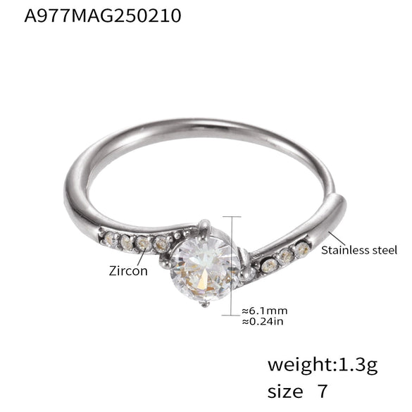 Ladies 316L Stainless Steel Geometric Light Luxury Electroplating Diamond Ring
