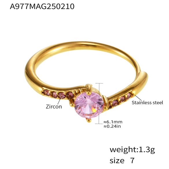 Ladies 316L Stainless Steel Geometric Light Luxury Electroplating Diamond Ring