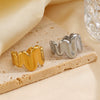 Ladies Titanium Steel Geometric Wave Open Ring 18K Gold Plated
