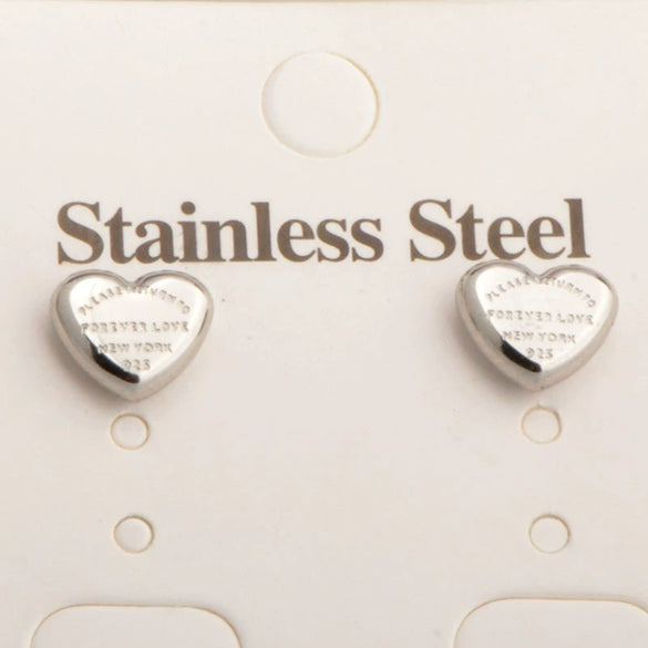 Ladies Titanium Steel Heartshaped Earrings With Logo Electroplating And Letters Numbers Text Design