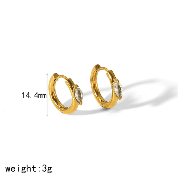 Ladies Titanium Steel Inlaid Zircon Earrings With Heart Drop Shape Geometric Light Luxury Style