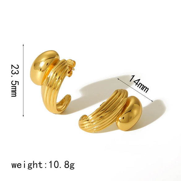 Ladies Titanium Steel Irregular Geometric Earrings With Electroplating Design