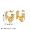 Ladies Titanium Steel 18K Gold Electroplated Geometric Lava Water Droplets Pearl Earrings