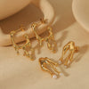 Ladies Titanium Steel 18K Gold Electroplated Geometric Lava Water Droplets Pearl Earrings