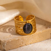 Ladies Titanium Steel Open Ring Geometric Niche Style Electroplating