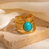 Ladies Titanium Steel Open Ring Geometric Niche Style Electroplating