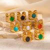 Ladies Titanium Steel Open Ring Geometric Niche Style Electroplating