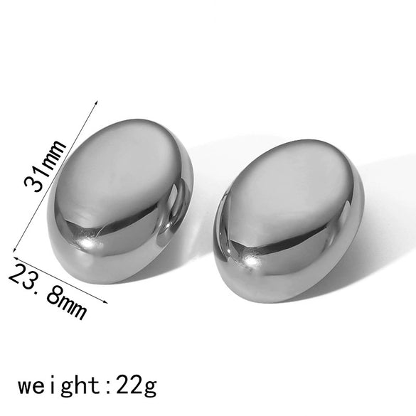 Ladies Titanium Steel Oval Electroplated Geometric Earrings