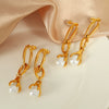 Ladies 316L Stainless Steel Plated Earrings With Creative Grip Clip Design And Pearl Accessories