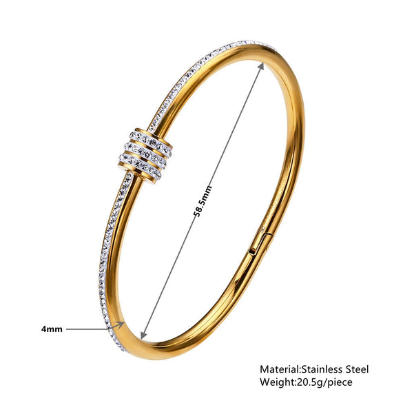 Ladies Titanium Steel Simple Goldplated Bracelet With Drill