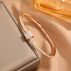 Ladies Titanium Steel Simple Goldplated Bracelet With Drill