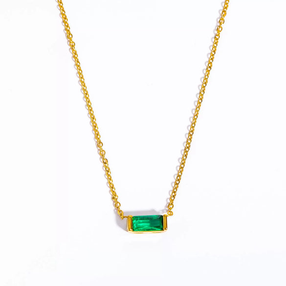 Ladies Twelve Birthstone Zircon Necklace In Titanium Steel With Geometric Pattern And Electroplating Design