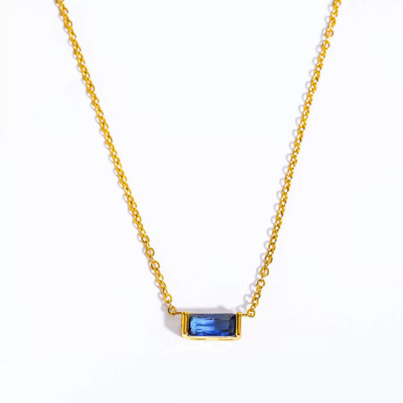Ladies Twelve Birthstone Zircon Necklace In Titanium Steel With Geometric Pattern And Electroplating Design