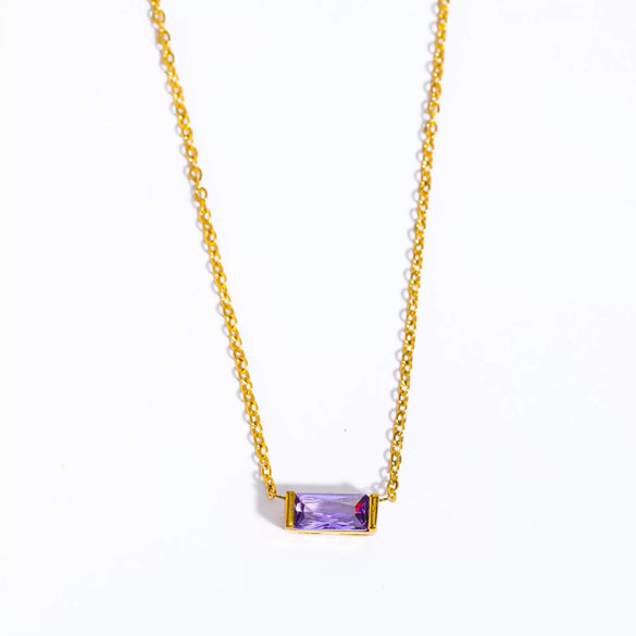 Ladies Twelve Birthstone Zircon Necklace In Titanium Steel With Geometric Pattern And Electroplating Design
