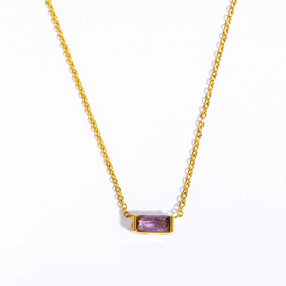 Ladies Twelve Birthstone Zircon Necklace In Titanium Steel With Geometric Pattern And Electroplating Design