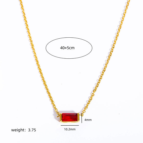 Ladies Twelve Birthstone Zircon Necklace In Titanium Steel With Geometric Pattern And Electroplating Design