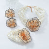 Ladies Vintage Jewelry Alloy Imitation Pearls Flower Ball Chain Electroplated Necklace Bracelet Earrings