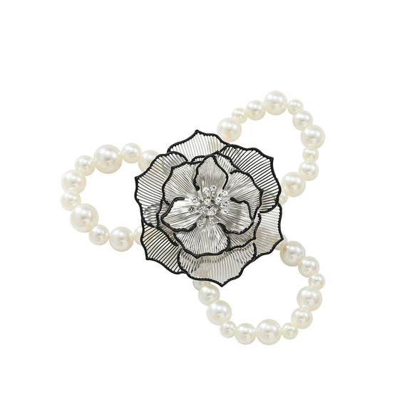 Ladies Vintage Jewelry Alloy Imitation Pearls Flower Ball Chain Electroplated Necklace Bracelet Earrings
