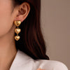 Ladies Vintage Pink Zircon Tassel Stainless Steel Electroplated Earrings